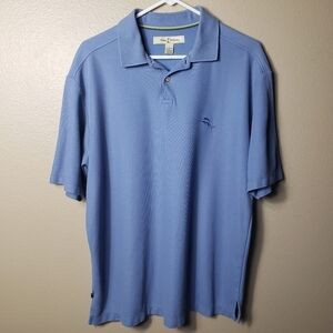 Tommy Bahama Marlin & Rossi Pique Mesh Short Sleeve Blue Polo Shirt-Size L